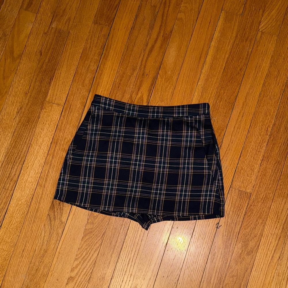 Y2K Plaid Mini Skort Navy Schoolgirl Style